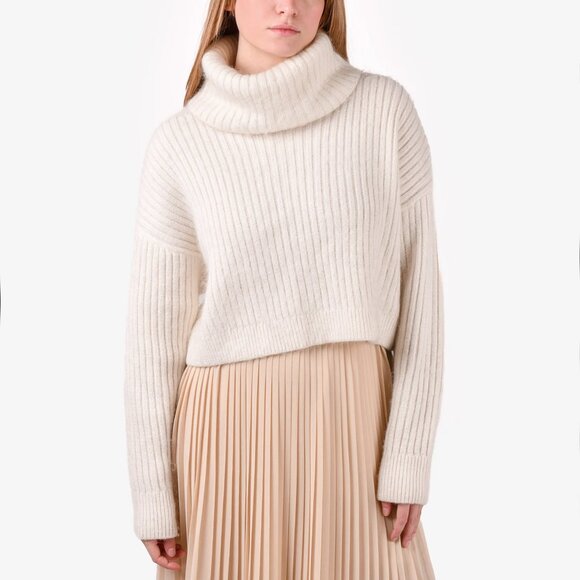 3.1 PHILLIP LIM Ivory Cropped Mohair Turtleneck, size Medium - Picture 1 of 10